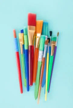 Colorful paint brushes Stock Photos