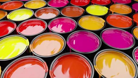 Colorful Paint Buckets Stockbeeldmateriaal 314551519