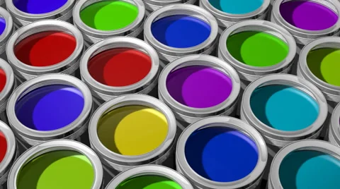Colorful paint cans - 3d animation Stock Footage 51831831
