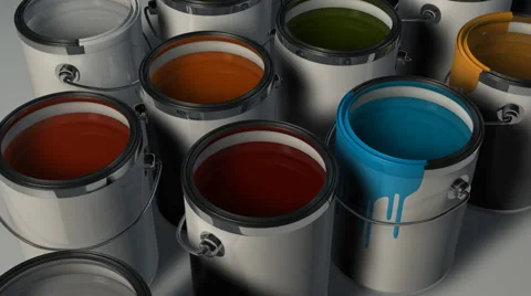 Colorful Paint Cans HD Video stock 40712971