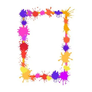 Colorful paint splash border creating creative frame 库存插图