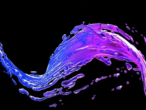 Colorful paint splash cg animation background looping on black Stock Footage