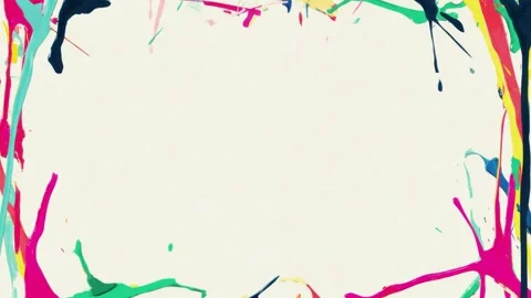 Colorful paint splashes border frame with empty center for text overlay, ha.. Video stock 342046824