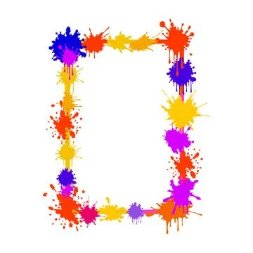 Colorful paint splashes forming rectangular border frame イラスト素材
