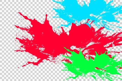 Colorful paint splashes isolated on a transparent background Stock Illustration