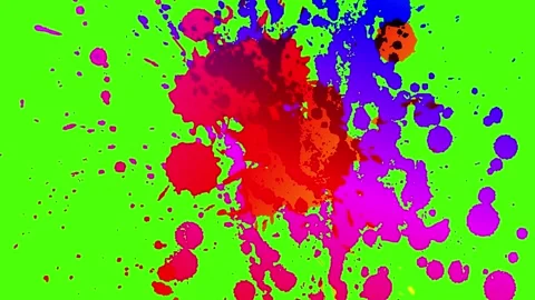Colorful paint splashes in motion Stock Footage 341745673