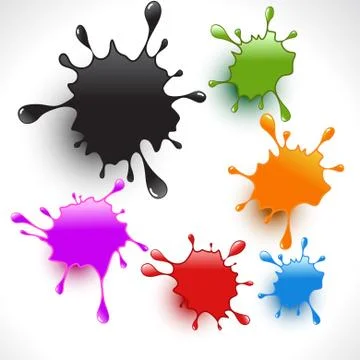 Colorful paint splashes set 4 Stock Illustration