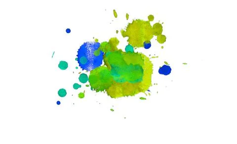 Colorful paint splashes on white background. Isolated element for poster use. Stock Illustration