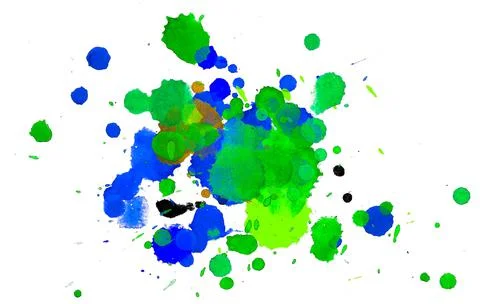 Colorful paint splashes on white background. Isolated element for poster use. Stock-Illustration