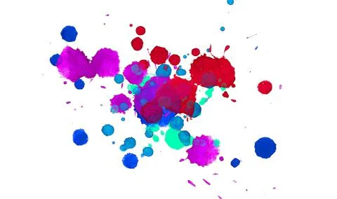 Colorful paint splashes on white background. Isolated element for poster use. Stock Illustration