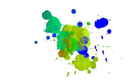 Colorful paint splashes on white background. Isolated element for poster use. Stock Illustration