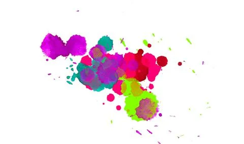 Colorful paint splashes on white background. Isolated element for poster use. Stock Illustration