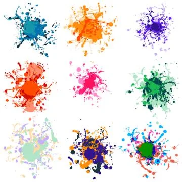 Colorful paint splashes on white. plus EPS10 Stock Illustration