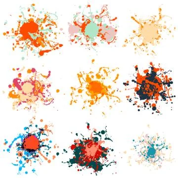 Colorful paint splashes on white. plus EPS10 Stock Illustration