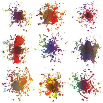 Colorful paint splashes on white. plus EPS10 Stock Illustration