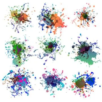 Colorful paint splashes on white. plus EPS10 Stock Illustration