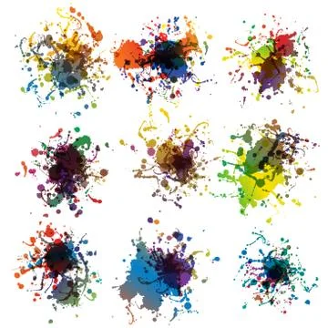 Colorful paint splashes on white. plus EPS10 Stock Illustration