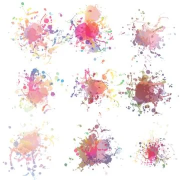 Colorful paint splashes on white. plus EPS10 Stock Illustration