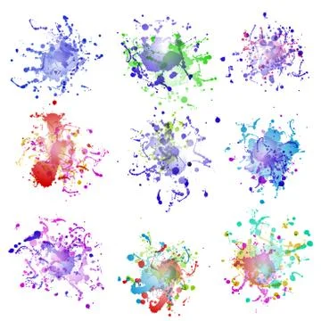 Colorful paint splashes on white. plus EPS10 Stock Illustration