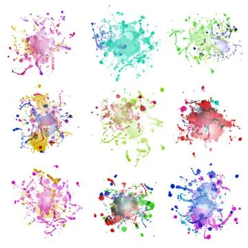 Colorful paint splashes on white. plus EPS10 Stock Illustration