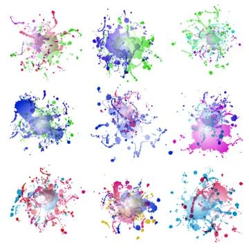 Colorful paint splashes on white. plus EPS10 Stock Illustration