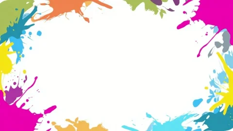 Colorful paint splatter border with empty center for text overlay, hand dra.. Stock Footage 342044920