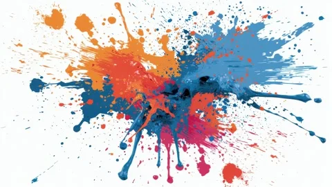 Colorful paint splatter explosion on white background, abstract splash moti.. Stock Footage 342046064