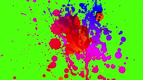 Colorful paint splatter in motion Vídeo Stock 341742599