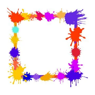 Colorful paint splattering forming creative artistic border frame 库存插图