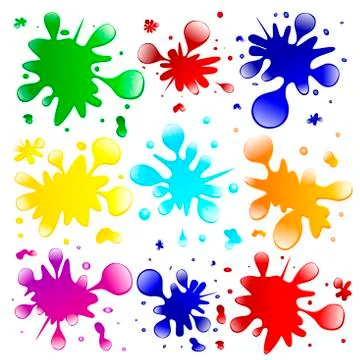 Colorful paint splatters Stock Illustration