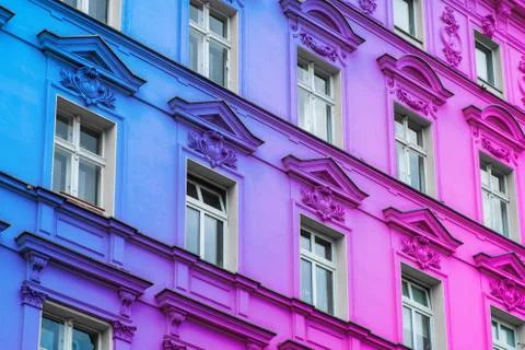Colorful painted beautiful old building facade Stock Photos