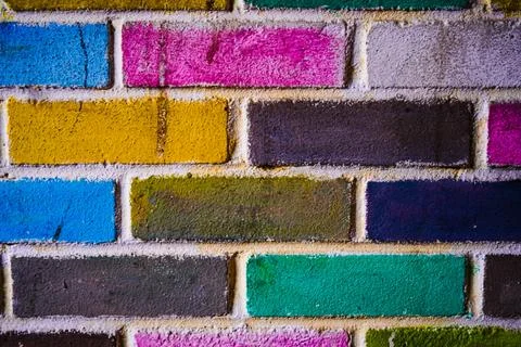 Colorful painted bricks structure  texture wallpaper Stock Photos