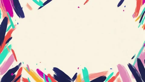 Colorful painted brush stroke border frame with copy space, hand drawn digi.. Видео 342043739