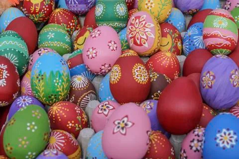 Colorful painted easter eggs as a background 库存照片