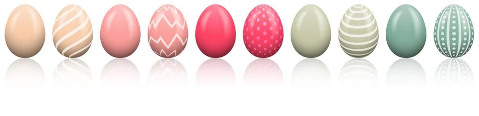 Colorful painted easter eggs isolated on white background Stock Illustration