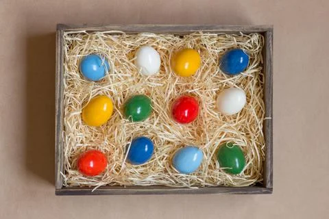 Colorful painted easter eggs Stock Photos