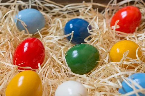 Colorful painted easter eggs Stock Photos