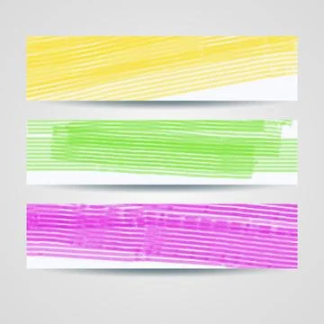 Colorful painted headers set Stock Illustration