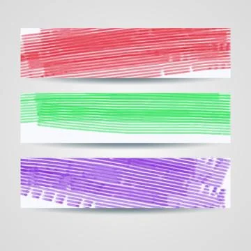 Colorful painted headers set Stock Illustration