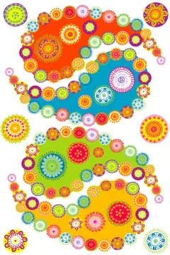 Colorful paisley elements Stock Illustration
