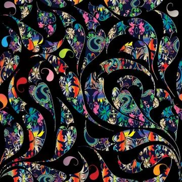 Colorful paisley seamless pattern. Vector colorful floral background Illustrazione stock