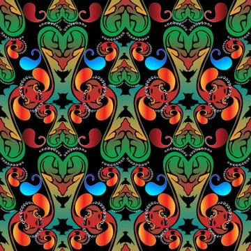 Colorful paisley seamless pattern. Vector floral ethnic background. Vintage b Stock Illustration