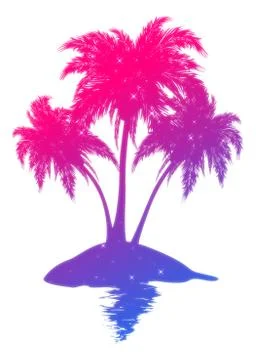 Colorful palm island Stock Illustration
