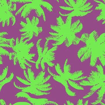 Colorful Palm Tree Seamless Pattern. Vector Stock Illustration