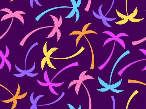 Colorful palm trees seamless pattern. Summer time, wallpaper with tropical .. Stock Illustration