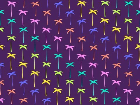 Colorful palm trees seamless pattern. Summer time, wallpaper with tropical .. Stock-Illustration