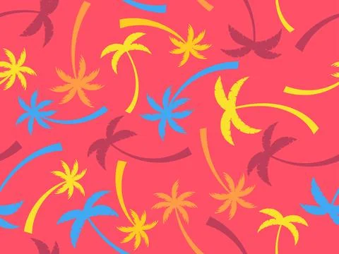 Colorful palm trees seamless pattern. Summer time, wallpaper with tropical .. Stock-Illustration