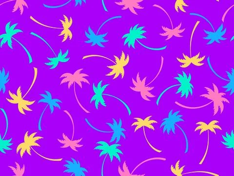 Colorful palm trees seamless pattern. Vintage tropical wallpaper. Design fo.. Stock Illustration