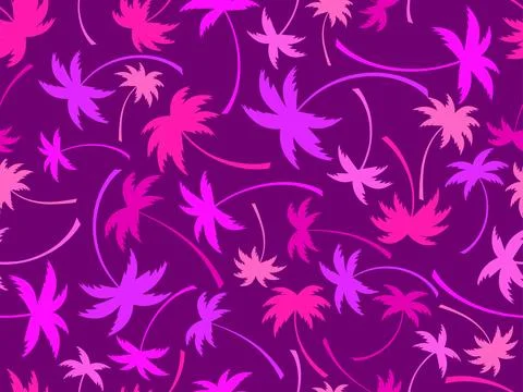 Colorful palm trees seamless pattern. Summer time, wallpaper with tropical .. 스톡 일러스트