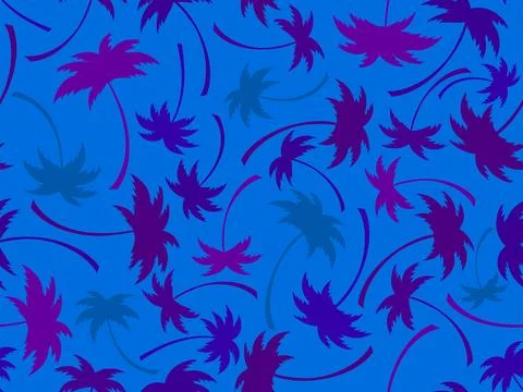 Colorful palm trees seamless pattern.  Summer time, wallpaper with tropical.. Stock Illustration
